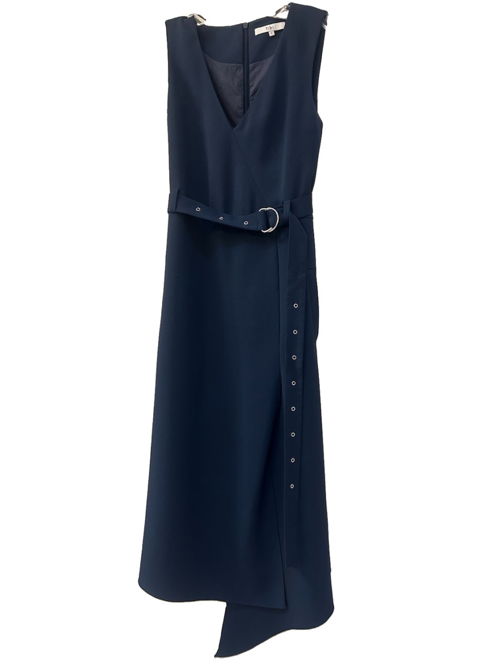 TIBI DRAPE TWILL WRAP DRESS